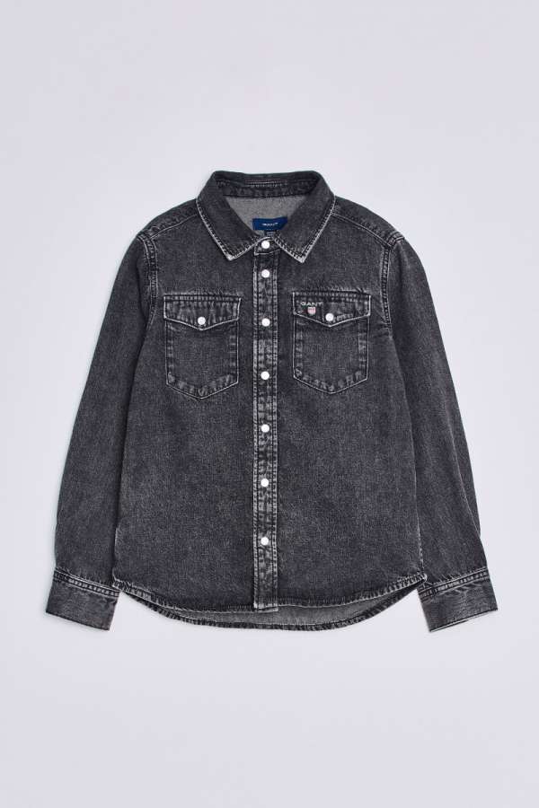 ING GANT D2. OVERSIZED DENIM SHIRT BLACK RAW