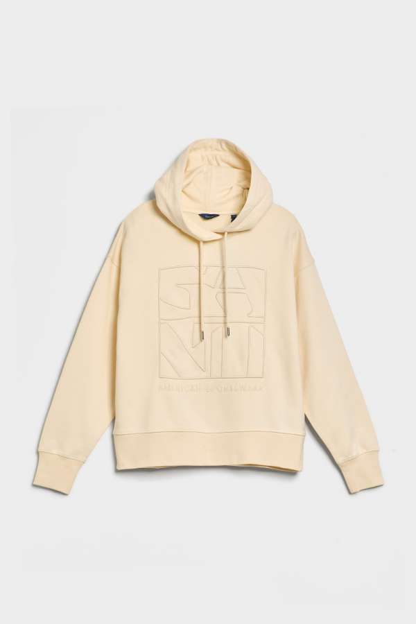 MELEGÍTŐ FELŐ GANT D2. TONAL EMB QUADRAT HOODIE LINEN