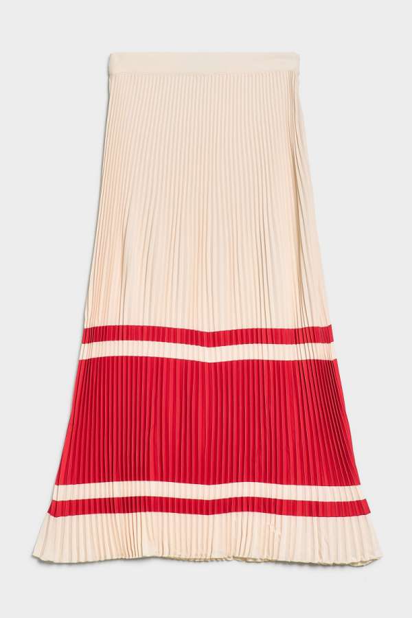 SZOKNYA GANT D2. STRIPE PLEATED SKIRT LINEN