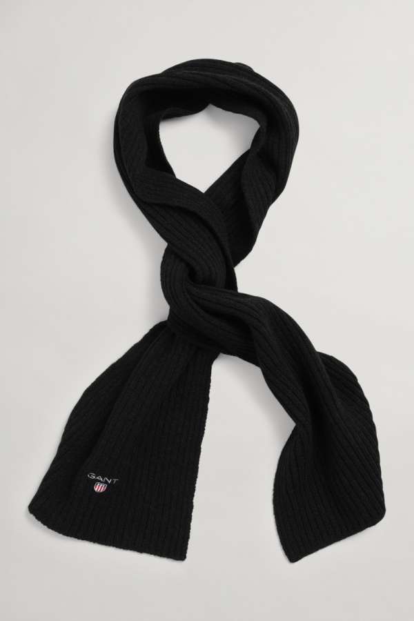 SÁL GANT D1. WOOL KNIT SCARF BLACK