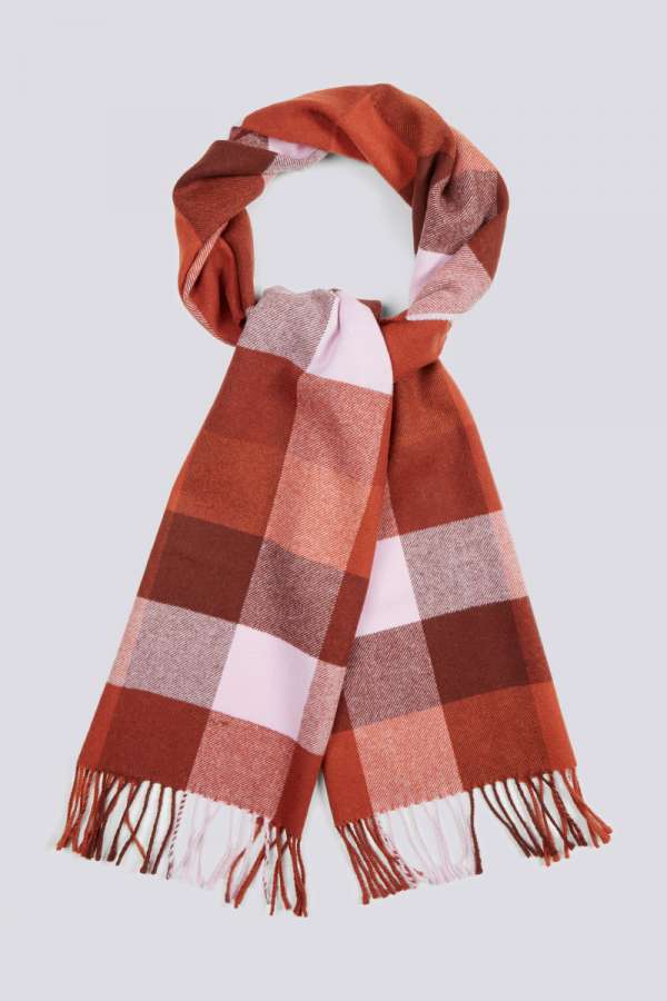 SÁL GANT D2. MULTI CHECK SCARF DARK OCHRE