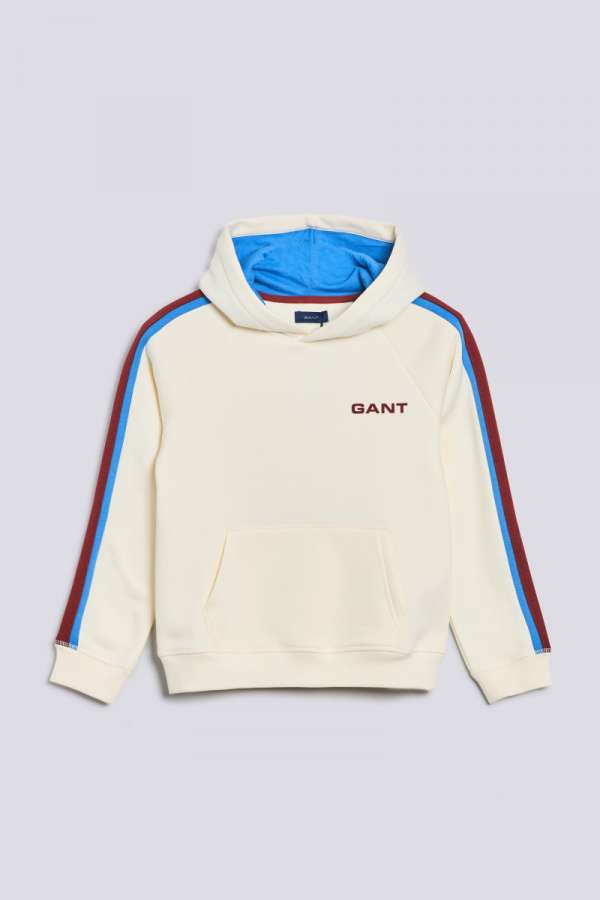 MELEGÍTŐ FELSŐ GANT D2. SPORTY STRIPE HOODIE EGGSHELL