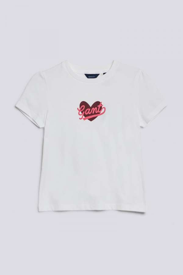 PÓLÓ GANT D1. HEART SCRIPT SS T-SHIRT WHITE