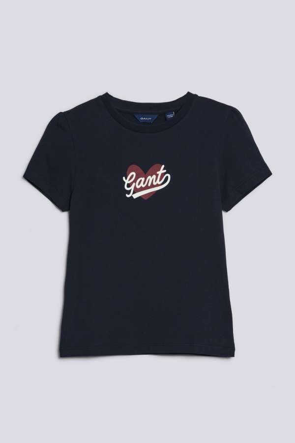 PÓLÓ GANT D1. HEART SCRIPT SS T-SHIRT EVENING BLUE