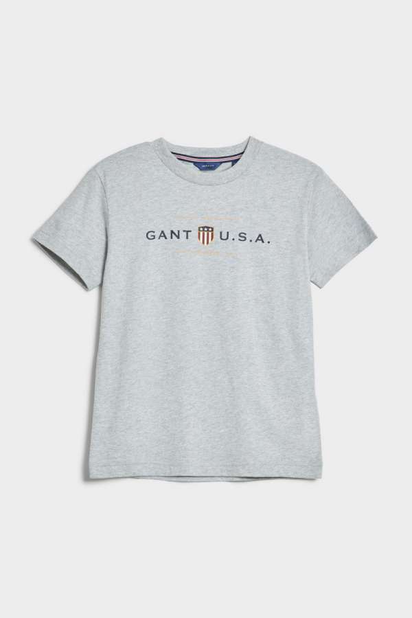 PÓLÓ GANT D1. BANNER SHIELD SS T-SHIRT LIGHT GREY MELANGE