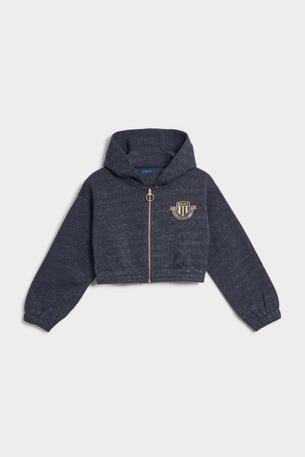 MELEGÍTŐ FELSŐ GANT D1. BANNER SHIELD CROPPED HOODIE EVENING BLUE