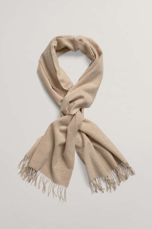 SÁL GANT D2. WOOL SOLID WOVEN SCARF DRY SAND