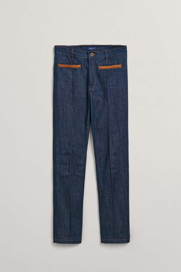 FARMER GANT D2. SLIM LEATHER DETAIL JEANS DARK BLUE