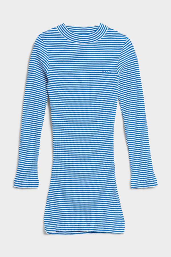 RUHA GANT D2. STRIPED RIB POLO DRESS LAPIS BLUE