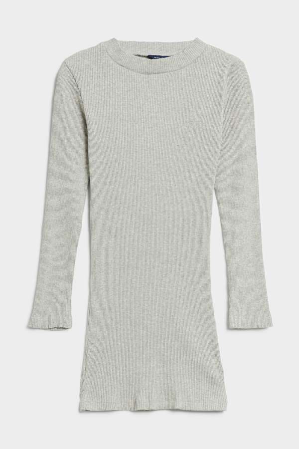 RUHA GANT D2. RIB POLO DRESS LIGHT GREY MELANGE