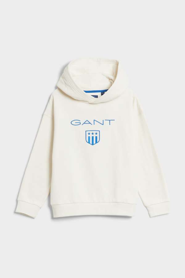 MELEGÍTŐ FELSŐ GANT D2. CONTRAST SHIELD RELAXED HOODIE CREAM