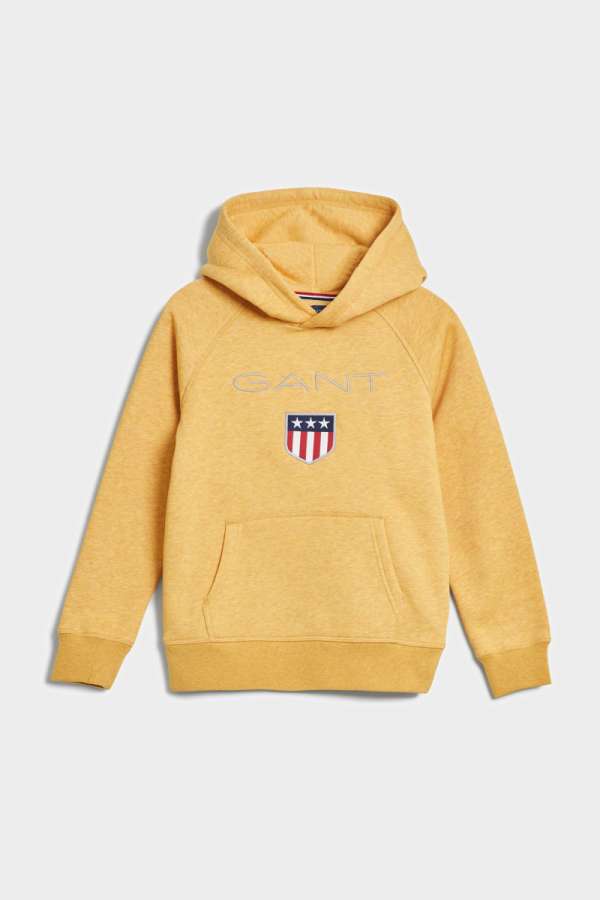 MELEGÍTŐ FELSŐ GANT SHIELD HOODIE IVY GOLD MEL