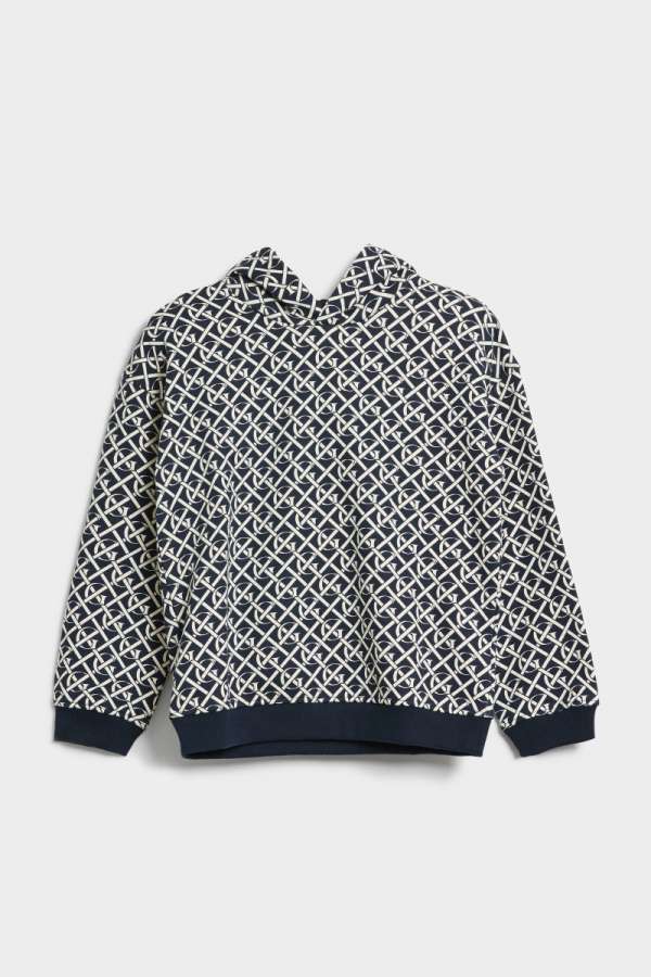 MELEGÍTŐ FELSŐ GANT MONOGRAM OVERSIZED HOODIE EVENING BLUE