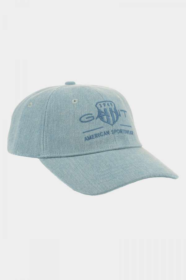 SAPKA GANT DENIM CAP SEMI LIGHT BLUE WORN IN