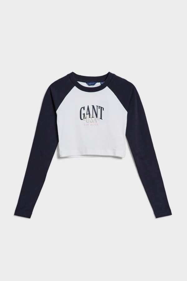 TOP GANT SLIM RAGLAN CONTRAST LS TOP EVENING BLUE