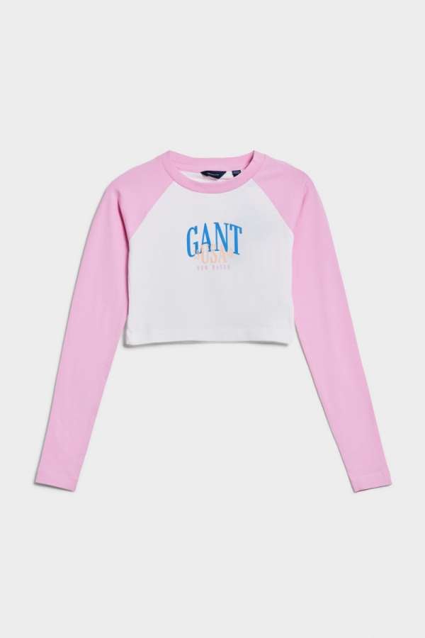 TOP GANT SLIM RAGLAN CONTRAST LS TOP MILKY PINK