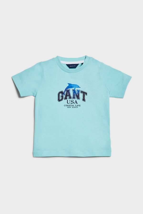 PÓLÓ GANT DOLPHIN PRINT SS T-SHIRT LAGOON