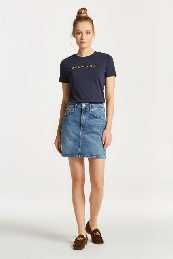 SZOKNYA GANT DENIM SKIRT MID BLUE VINTAGE