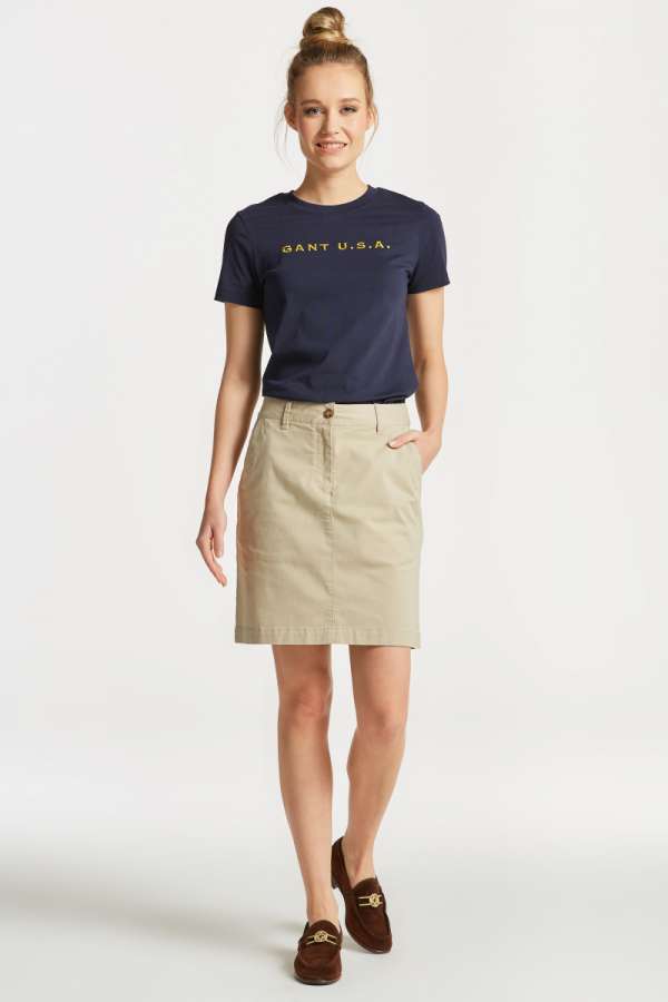 SZOKNYA GANT CHINO SKIRT DRY SAND2