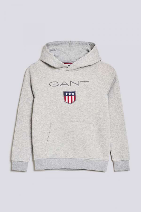 MELEGÍTŐ FELSŐ GANT SHIELD HOODIE LIGHT GREY MELANGE