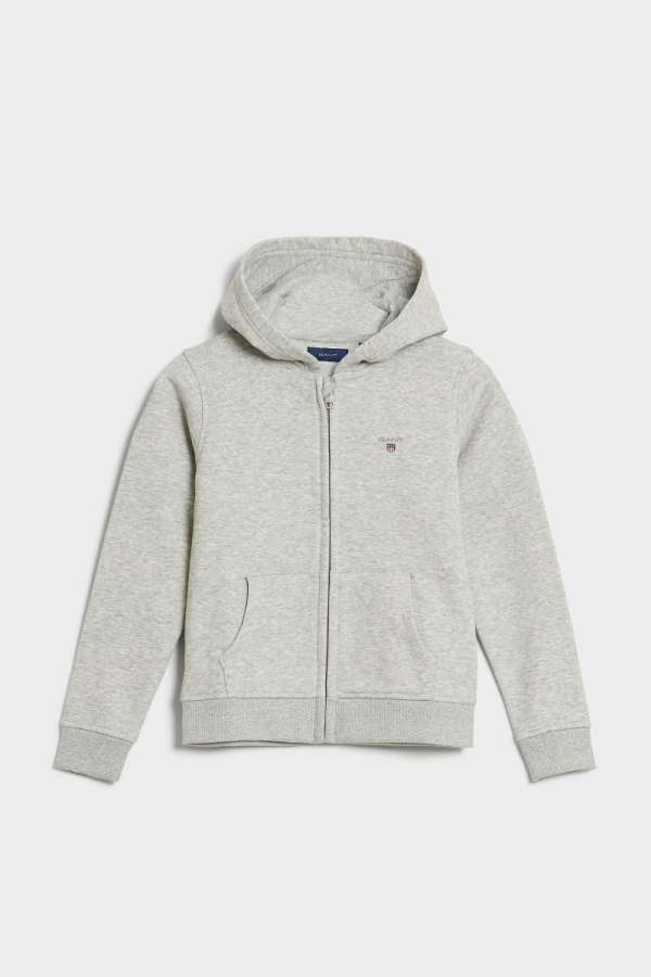 MELEGÍTŐ FELSŐ GANT ORIGINAL FULL ZIP SWEAT HOODIE LIGHT GREY MELANGE