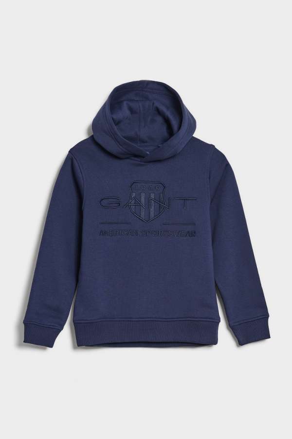 MELEGÍTŐ FELSŐ GANT TONAL ARCHIVE SHIELD HOODIE CLASSIC BLUE