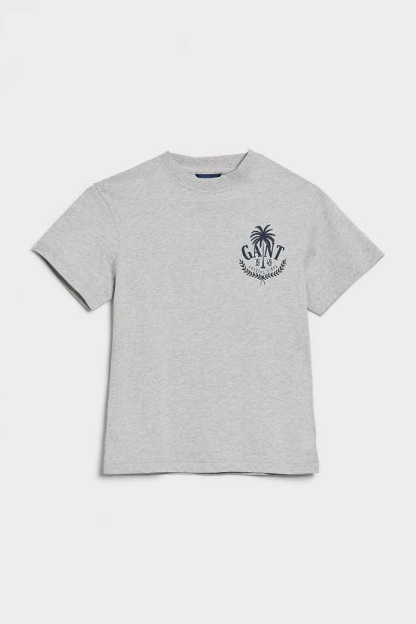 PÓLÓ GANT OVERSIZED GANT PALM PRINT T-SHIRT LIGHT GREY MELANGE