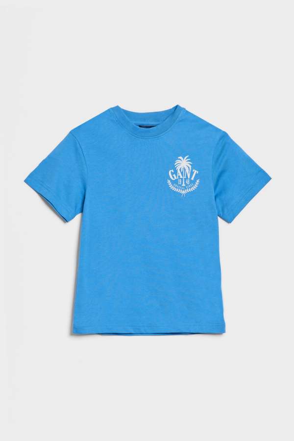 PÓLÓ GANT OVERSIZED GANT PALM PRINT T-SHIRT DAY BLUE