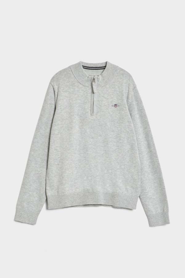 PULÓVER GANT SHIELD COTTON HALF ZIP LIGHT GREY MELANGE