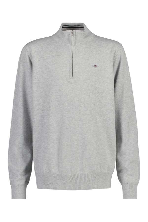 PULÓVER GANT SHIELD COTTON HALF ZIP LIGHT GREY MELANGE