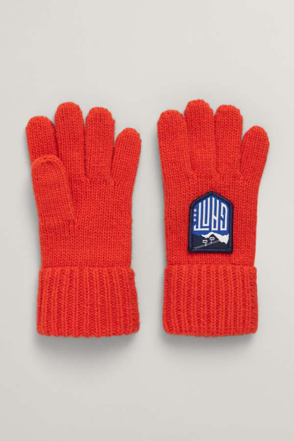 KESZTYŰ GANT ALPINE BADGE KNIT GLOVES TOMATO RED