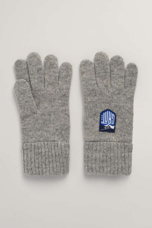 KESZTYŰ GANT ALPINE BADGE KNIT GLOVES GREY MELANGE