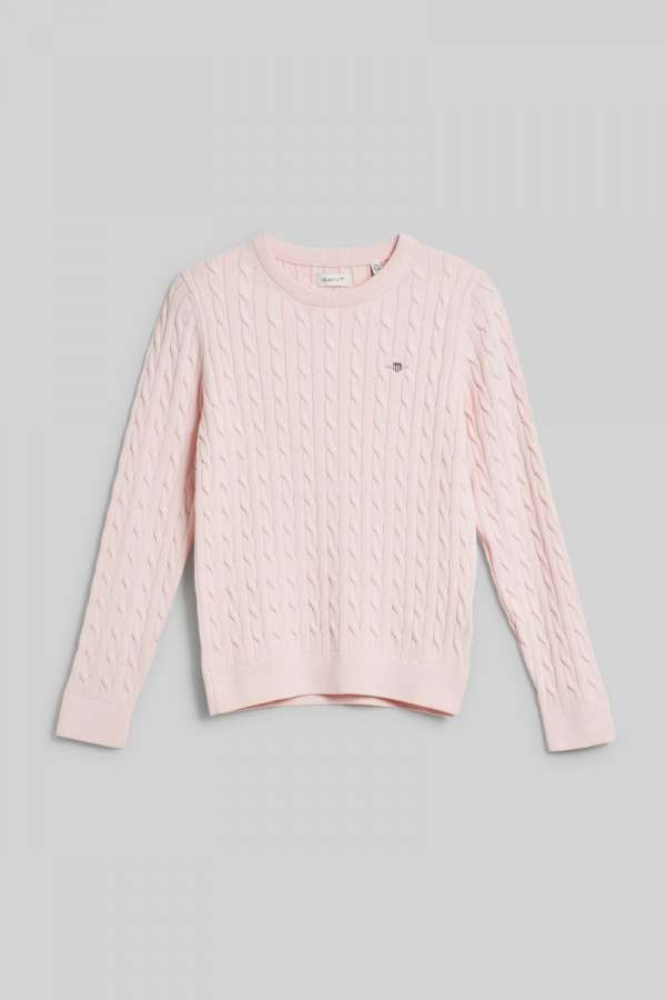 PULÓVER GANT SHIELD COTTON CABLE C-NECK CRYSTAL PINK