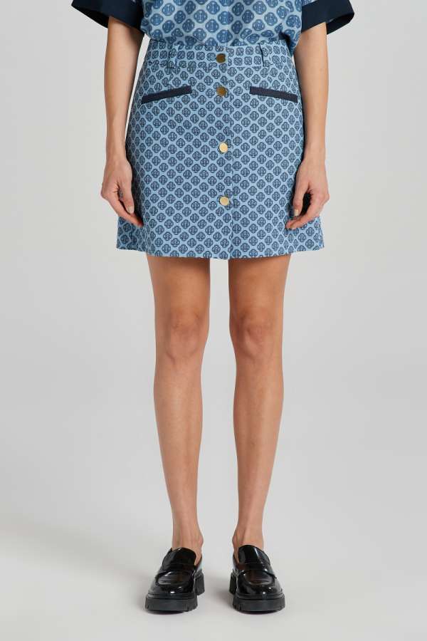 SZOKNYA GANT MONOGRAM JACQUARD MINI SKIRT SALTY SEA