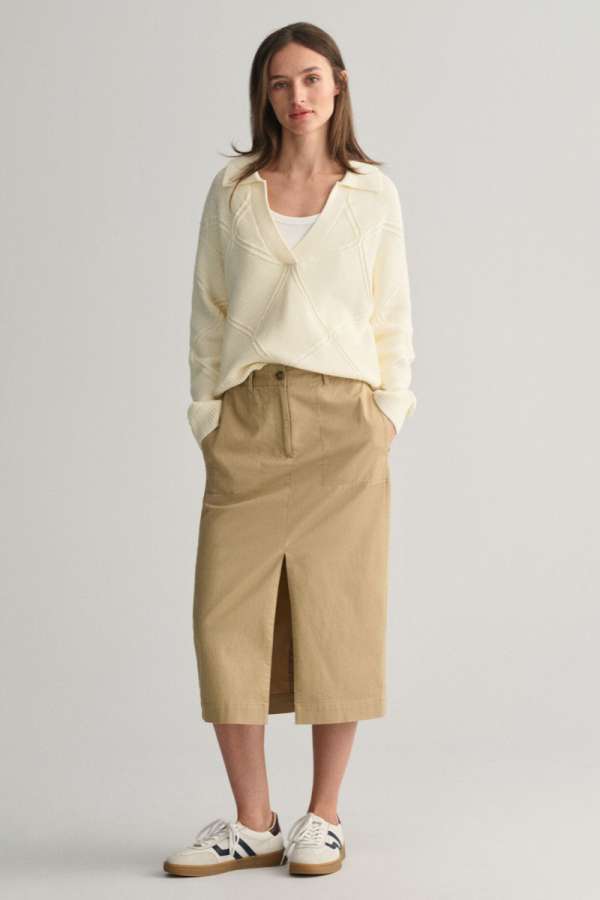 SZOKNYA GANT CHINO SLIT SKIRT DARK KHAKI