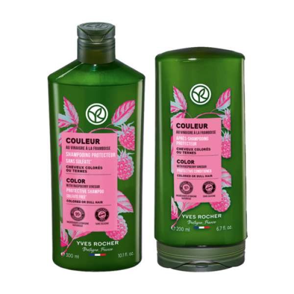 Színvédő sampon és balzsam málnaecettel