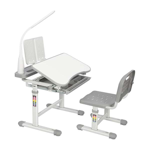 Állítható magasságú, többfunkciós, gyerek íróasztal-szürke