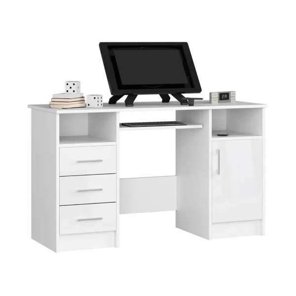 3 fiókos, 1 szekrényes íróasztal, fehér