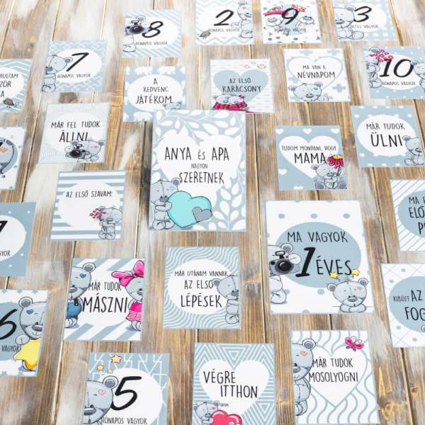 Babakártya - Szürke mackó