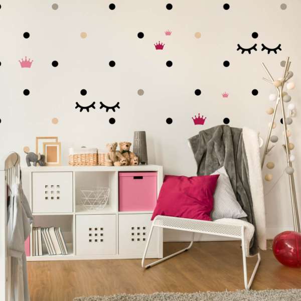 Festősablon - Alvó szempillák, pöttyök és koronák