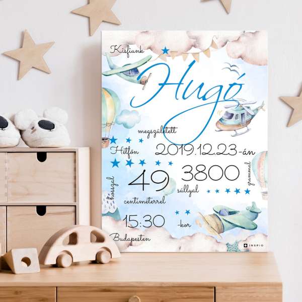 Ajándék keresztelőre - Tábla fiúknak 40x30cm méretben