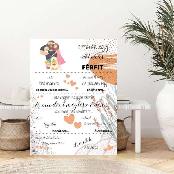 Ajándék férfiaknak - Dekorációs tábla egy tökéletes férjnek