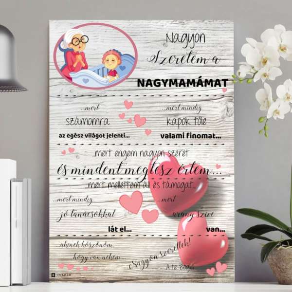 Ajándék nagymamának karácsonyra a gyerekektől és az unokáktól - méret 40x30 cm - 24 órán belül elküldjük