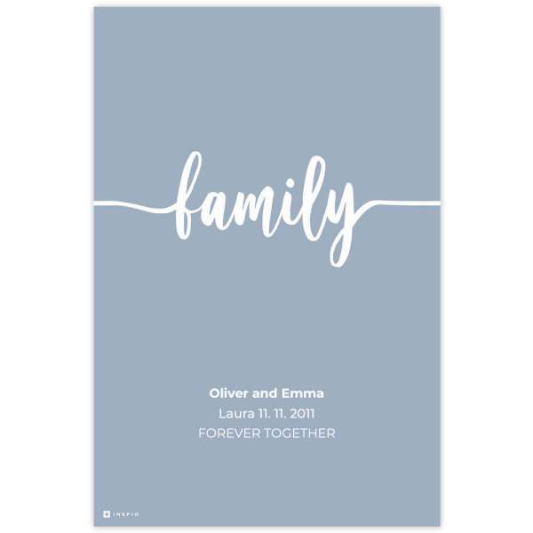 Fali dekoráció - FAMILY nevekkel és dátummal