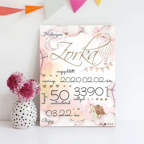 Ajándék babáknak - Hőlégballon tábla gyerekeknek