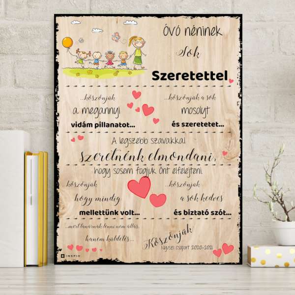 Ajándék óvónőknek - Dekorációs tábla óvónőnek