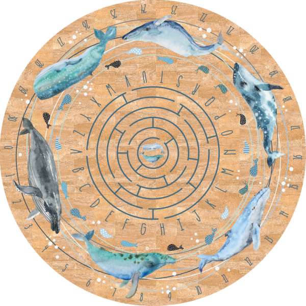 Parafaszőnyeg gyerekeknek - Bálnák ábécével és számokkal