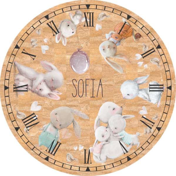 Gyerekszőnyeg lányoknak - Római számok és akvarell állatkák