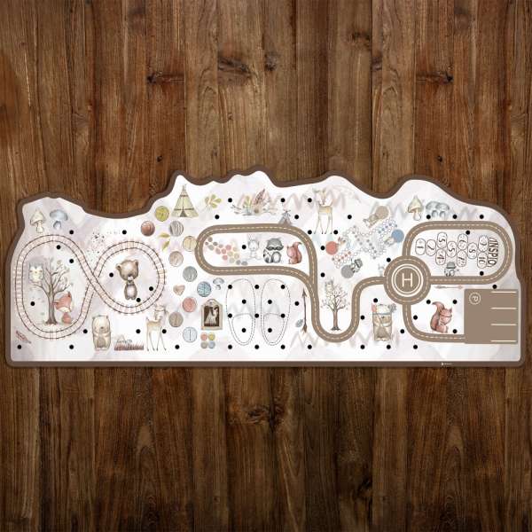 Utacskás játszószőnyeg az ágyhoz barna színű állatkákkal