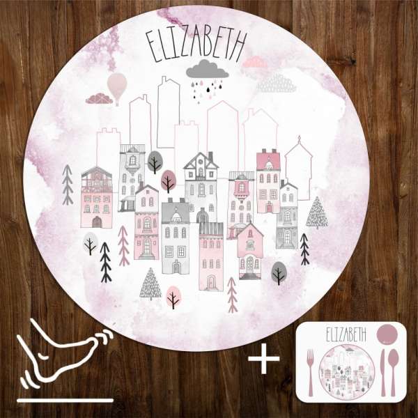 Játszószőnyeg gyerekeknek - Rózsaszín házikók